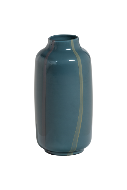 377479 W 01 VS Selena vaas glas petroblauw met streep grijs F1