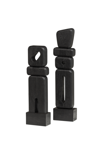 377943 Z 02 VS Elon sculptuur ornament hout zwart set van 2 FA