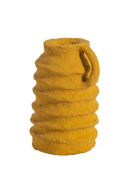 377843 H 01 VS ES Ture decoratie vaas papier mache honinggeel FA