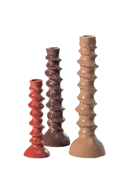 377979 BR 01 VS Bexi kandelaar metaal bruin rood set van 3 F1