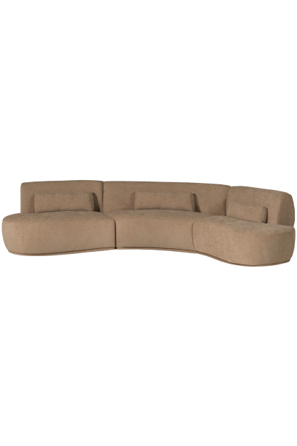 377655 VL 01 VS ES Batavier half rond bank 6 zits velvet lichtbruin melange F1