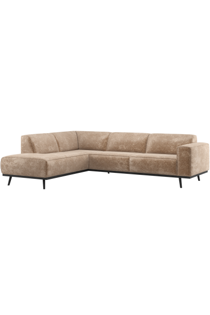 378652 VT 01 VS Statement hoekbank links chenille velvet taupe F1