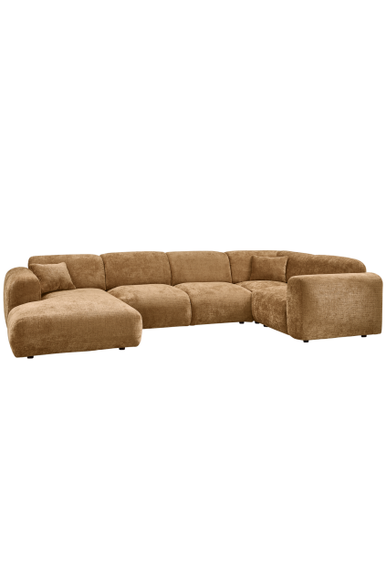 375075 H 02 VS WE Cloud hoekbank rechts geweven chenille honing geel SA