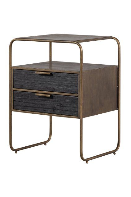 801188 B 02 VS BP Polite nachtkastje metaal hout antique brass EA