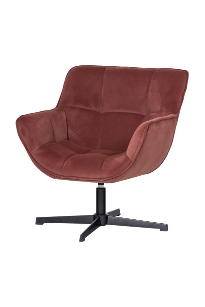374196 R 01 Wibo draaifauteuil mat velvet bruinrood fsc FA