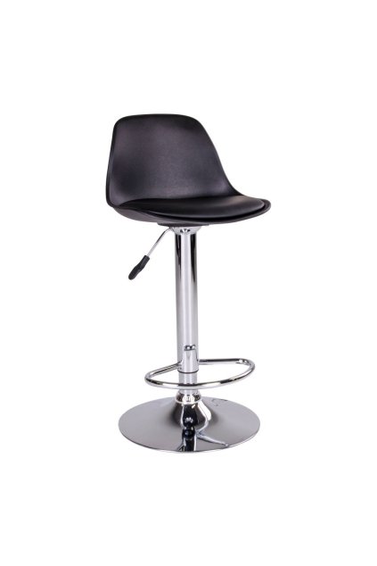 Trondheim Bar Chair - barová stolička, PU koža, čierna, chrómové nohy