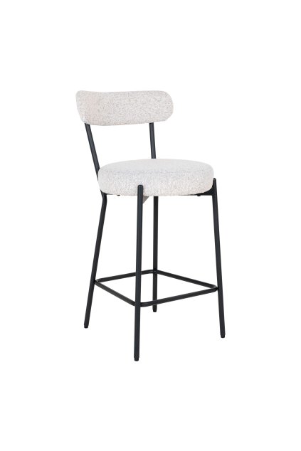 Badalona Counter Chair - Stolička za pultom, bouclé, biela, čierne nohy HN1270