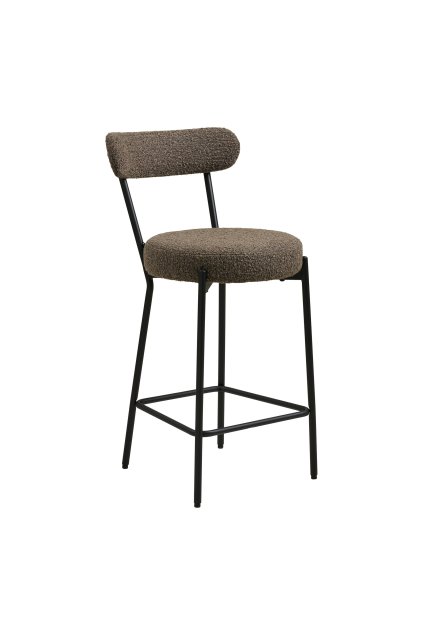 Badalona Counter Chair - Stolička za pultom, bouclé, hnedá, čierne nohy HN1064