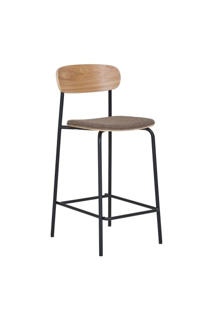 Estepona Counter Chair - stolička za pultom, opierka z jaseňového dreva, hnedé sedadlo s čiernymi nohami HN1269