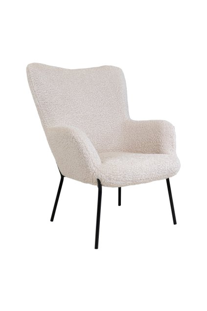Glasgow Chair - Stolička, umelá jahňacia koža, biela, čierne nohy HN1090