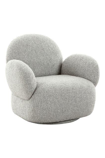 Lounge kreslo Messina s funkciou otáčania - Lounge kreslo s funkciou otáčania, bouclé, svetlo sivé HN1253