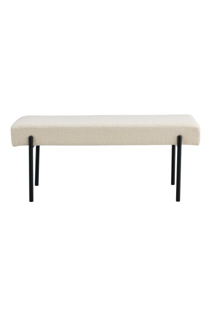 Lavica Swindon - Lavica, buklé, biela, čierne nohy 100x36x42,5 cm, HN1232