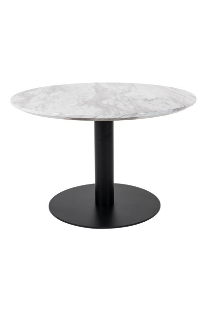 Konferenčný stolík Bolzano - Konferenčný stolík, mramorová doska, biela, čierna podstava ø70x45 cm
