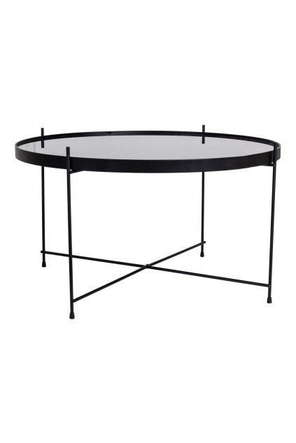 Konferenčný stolík Venezia - Konferenčný stolík, čierna prášková oceľ so sklom ø70xh40cm