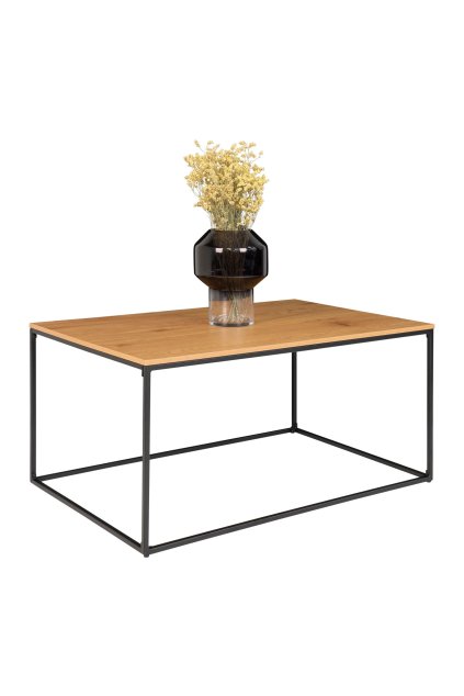 Konferenčný stolík Vita - Konferenčný stolík, dubový vzhľad, čierny rám 60x90x45 cm
