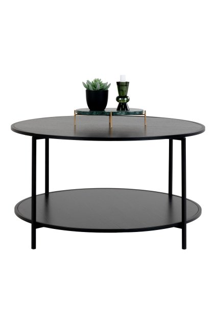 Vita Konferenčný stolík - Konferenčný stolík, čierny, čierny rám ø80x45 cm