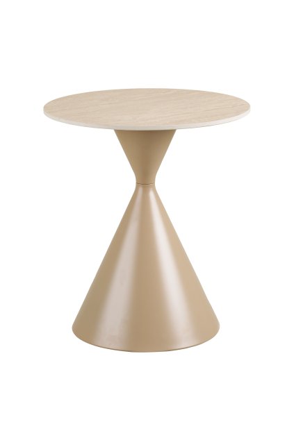 Annecy Side Table - Bočný stolík, keramická doska/oceľ, travertín/piesok ø50x56 cm