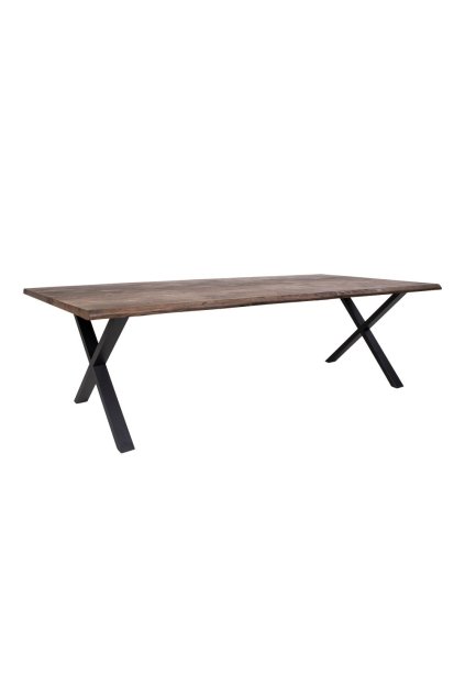 Jedálenský stôl Toulon - Jedálenský stôl s vlnitým okrajom, dub, údený, pripravený na rozkladanie dosiek 100x300x75 cm