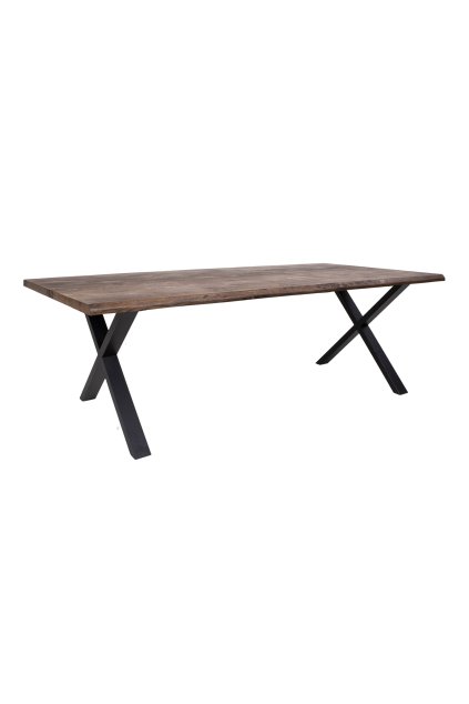 Jedálenský stôl Toulon - Jedálenský stôl s vlnitým okrajom, dub, údený, pripravený na rozkladanie dosiek 95x240x75 cm
