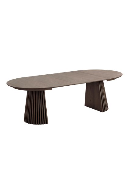 Jedálenský stôl Osaka - jedálenský stôl, dubová dyha, dym, vrátane troch rozširujúcich dosiek ø120x120-160-200-240x75 cm