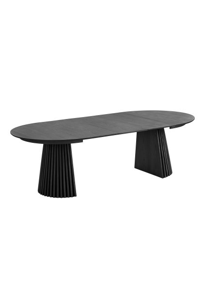 Jedálenský stôl Osaka - jedálenský stôl, dubová dyha, čierny, vrátane troch rozširujúcich dosiek ø120x120-160-200-240x75 cm
