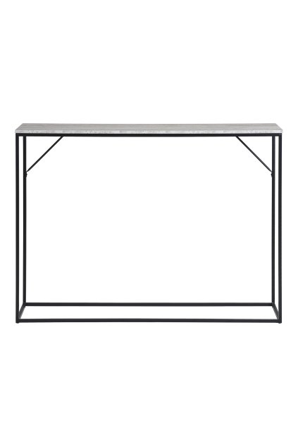 Konzolový stolík Vita - Konzolový stolík, 1 polica, travertínový vzhľad, čierny rám 110x26x80 cm