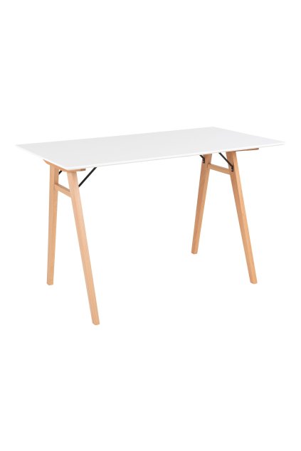 Vojens Desk - písací stôl, biely a prírodný 120x60x75 cm