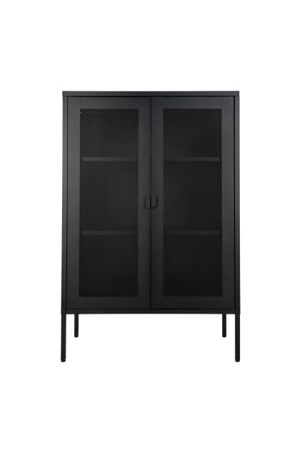 Melbourne Cabinet - Skriňa, 2 sieťované dvere, oceľ, čierna 80x40x120 cm