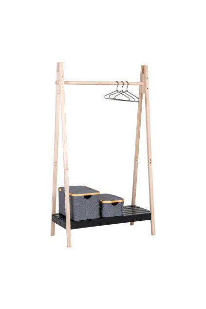 Vešiak na oblečenie Torino - vešiak na oblečenie, MDF/paulovnia, prírodná/čierna 94,5x39x170 cm