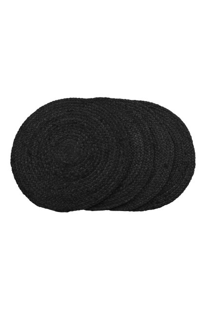 Bombay Placementat, set of 4 - Podložka z pletenej juty, tmavosivá, ø38 cm, set 4