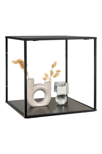 Vita Wallshelf - Nástenná polica, čierna, čierny rám 36x36x36 cm
