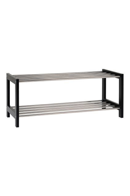 Padova Shoe Rack - Regál na topánky, drevo/oceľ, 2 police, čierny 78x34 cm