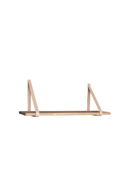 Forno Shelf - Polička, prírodná, hnedé kožené popruhy 80x20 cm