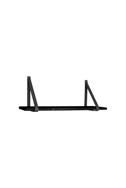 Forno Shelf - Polička, čierna, čierne kožené popruhy 80x20 cm