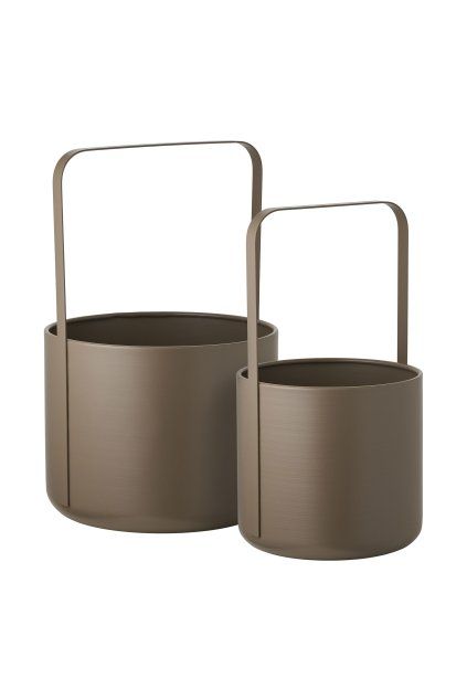 Kvetináč - Kvetináč, oceľový, hnedý set 2
