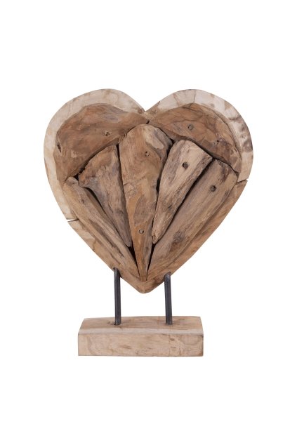 Almada Heart - Dekoratívne srdce, teakové drevo, prírodné V:30 cm