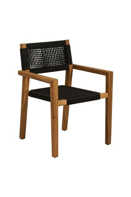 Jedálenská stolička Anzio - jedálenská stolička, akácia/polyester, čierna/prírodná