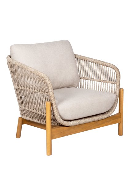 Terracina Lounge Chair - kreslo do obývačky, akácia, béžová farba, vrátane vankúša
