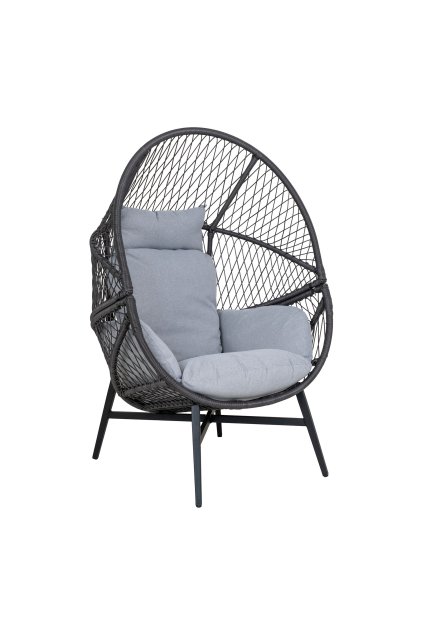 Rosario Lounge Chair - Lounge Chair, polyratan, čierna, vrátane vankúšov