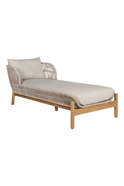 Terracina Sun Lounger - Lehátko, akácia, béžová farba, vrátane vankúšov