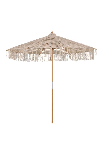 Martos Pletený slnečník - slnečník, bavlna, drevená tyč, béžová ø250 cm