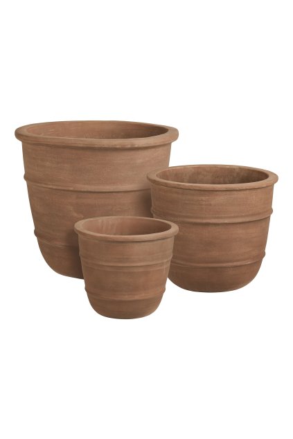 Kragholm Pot - Kvetináč, terakota, hnedý, drenážny otvor na dne, sada 3 kusov