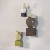 377965 B 377966 G 377967 P 01 SF ES Numo wanddeco set vaas kubus bruin groen paars vierkant