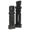377943 Z 03 VS Elon sculptuur ornament hout zwart set van 2 F2
