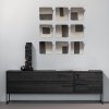 373651 BN 377941 Z 377945 N 01 SF Silas tv meubel 180 cm essen blacknight Isan sculptuur ornament hout zwart Nami wanddeco set metaal nikkel vierkant