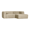 377433 BM 01 VS ES Bean chaise longue bank rechts structure velvet buttermilk F1