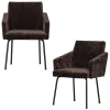 801139 DB 01 VS WE Set van 2 Mount eetkamerstoel met armleuning 3D chenille donker bruin SV2