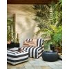 400507 Z 400506 Z 375155 A 01 SF VT Sit on air opblaasbare poef en fauteuil gestreept zwart wit Pebble bijzettafel antraciet