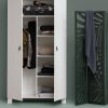 375011 W 373807 G 01 SF FA Ties kast wit Harper kamerscherm hout warm groen VIERKANT