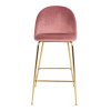Lausanne Bar Chair - barová stolička, zamat, ruža, mosadzný vzhľad nôh HN1214